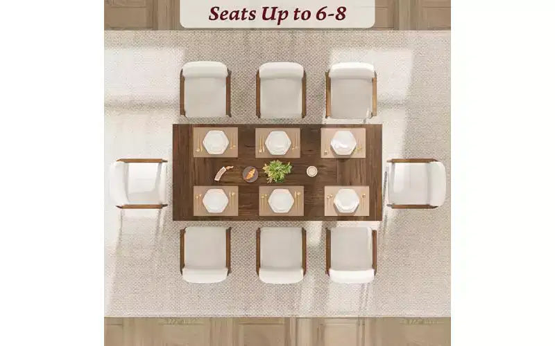 71 Large Dining Table for 6 to 8 People, Modern Dinner Table with Unique Wooden Legs, Rectangle Dining Table for Kitchen, Dining Room & Living Room