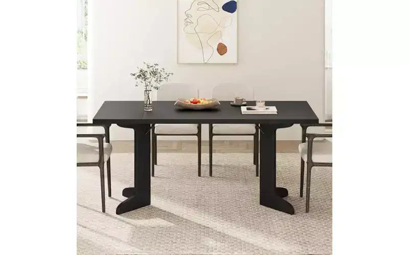 71 Large Dining Table for 6 to 8 People, Modern Dinner Table with Unique Wooden Legs, Rectangle Dining Table for Kitchen, Dining Room & Living Room
