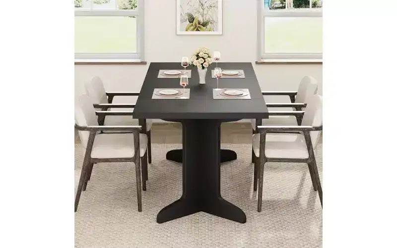 71 Large Dining Table for 6 to 8 People, Modern Dinner Table with Unique Wooden Legs, Rectangle Dining Table for Kitchen, Dining Room & Living Room