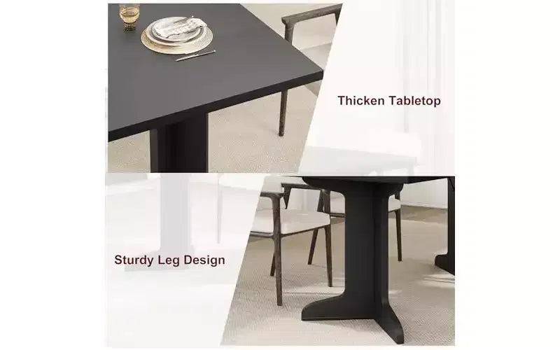 71 Large Dining Table for 6 to 8 People, Modern Dinner Table with Unique Wooden Legs, Rectangle Dining Table for Kitchen, Dining Room & Living Room