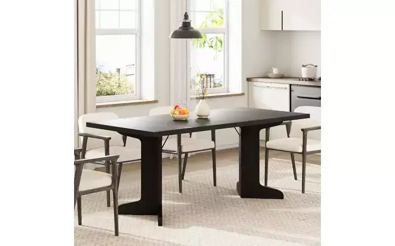 71 Large Dining Table for 6 to 8 People, Modern Dinner Table with Unique Wooden Legs, Rectangle Dining Table for Kitchen, Dining Room & Living Room