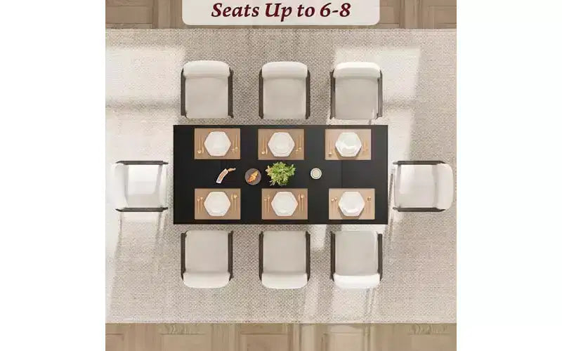 71 Large Dining Table for 6 to 8 People, Modern Dinner Table with Unique Wooden Legs, Rectangle Dining Table for Kitchen, Dining Room & Living Room