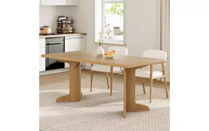 71 Large Dining Table for 6 to 8 People, Modern Dinner Table with Unique Wooden Legs, Rectangle Dining Table for Kitchen, Dining Room & Living Room
