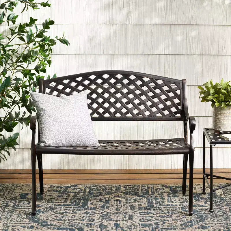 Christopher Knight Home Cozumel Outdoor 40.75 Cast Aluminum Bench, Shiny Copper