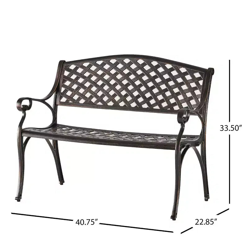 Christopher Knight Home Cozumel Outdoor 40.75 Cast Aluminum Bench, Shiny Copper