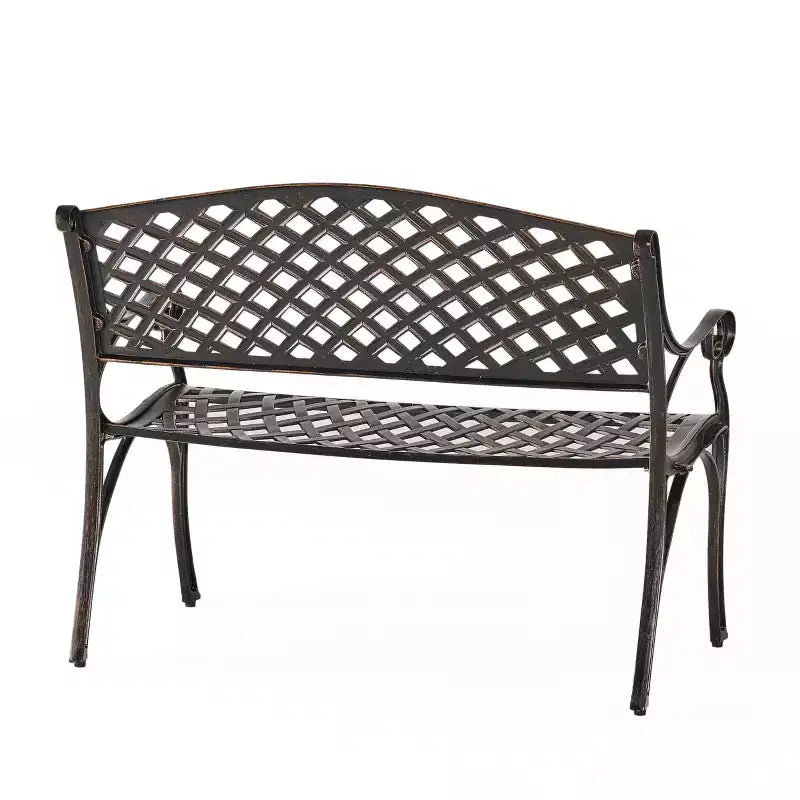 Christopher Knight Home Cozumel Outdoor 40.75 Cast Aluminum Bench, Shiny Copper