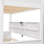 Twin XL/Full XL Over Queen Bunk Bed with Storage Cabinets and USB Ports, Sturdy Pine Wood Construction - ModernLuxe