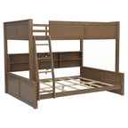 Twin XL/Full XL Over Queen Bunk Bed with Storage Cabinets and USB Ports, Sturdy Pine Wood Construction - ModernLuxe