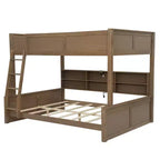 Twin XL/Full XL Over Queen Bunk Bed with Storage Cabinets and USB Ports, Sturdy Pine Wood Construction - ModernLuxe