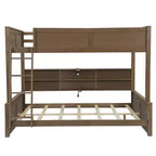 Twin XL/Full XL Over Queen Bunk Bed with Storage Cabinets and USB Ports, Sturdy Pine Wood Construction - ModernLuxe