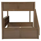 Twin XL/Full XL Over Queen Bunk Bed with Storage Cabinets and USB Ports, Sturdy Pine Wood Construction - ModernLuxe