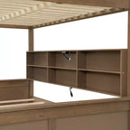 Twin XL/Full XL Over Queen Bunk Bed with Storage Cabinets and USB Ports, Sturdy Pine Wood Construction - ModernLuxe