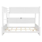 Twin XL/Full XL Over Queen Bunk Bed with Storage Cabinets and USB Ports, Sturdy Pine Wood Construction - ModernLuxe