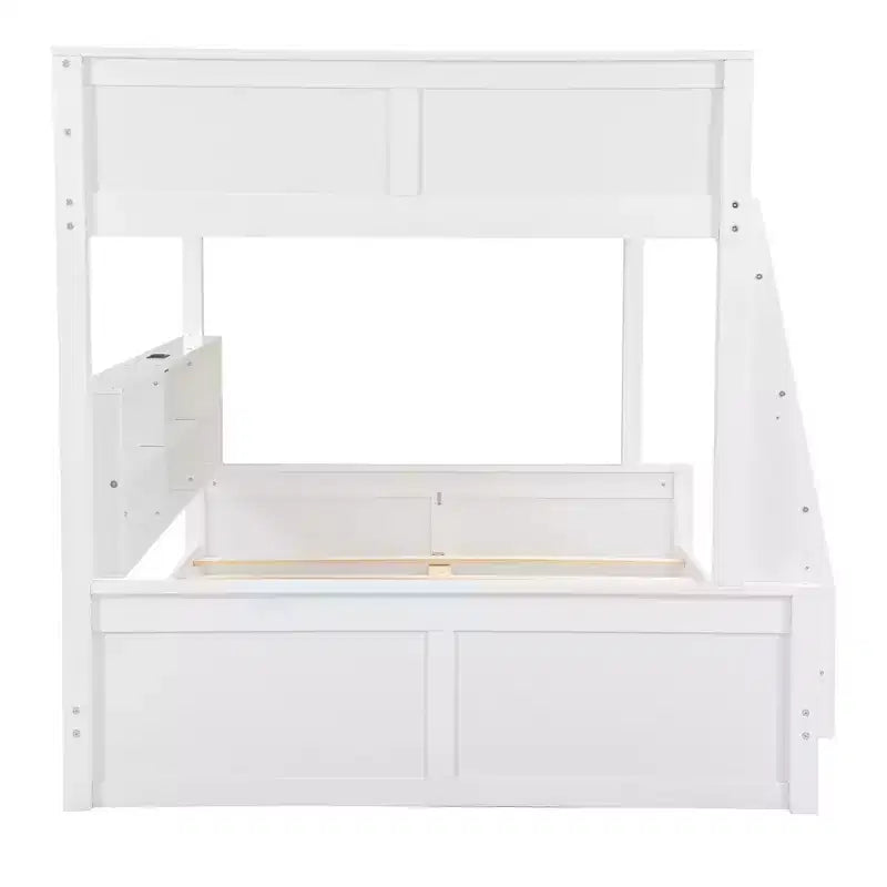 Twin XL/Full XL Over Queen Bunk Bed with Storage Cabinets and USB Ports, Sturdy Pine Wood Construction - ModernLuxe