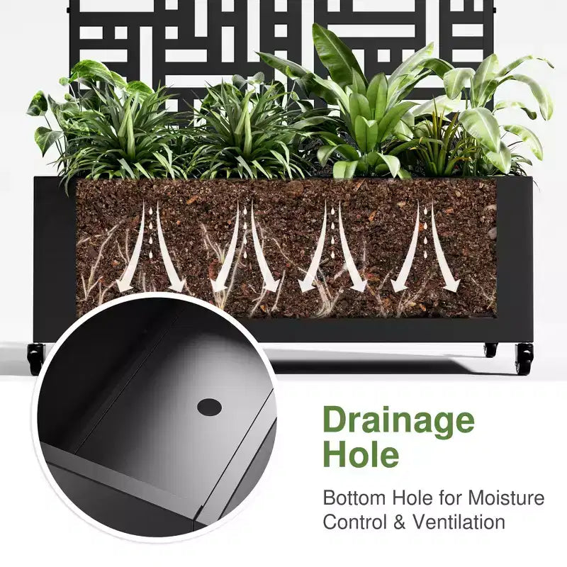 PexFix 72 in. H x 35 in. W Black Metal Arch Wall Planter Box with Trellis for Climbing Plants