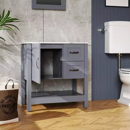 30in Gray Bathroom Vanity / Mirror and Top Only