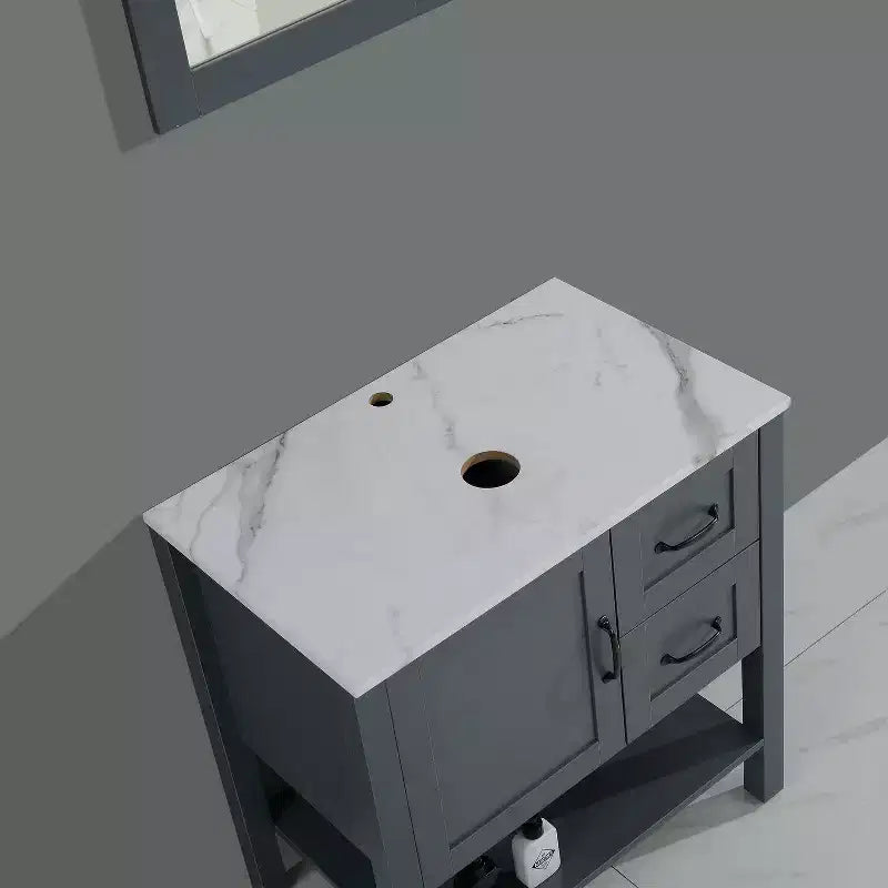30in Gray Bathroom Vanity / Mirror and Top Only