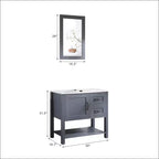 30in Gray Bathroom Vanity / Mirror and Top Only