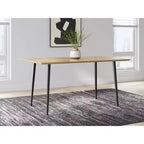 Signature Design by Ashley Gretlynn Modern Rectangular Dining Table - Light Natural Wood with Black Metal Legs - Seats 6