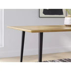 Signature Design by Ashley Gretlynn Modern Rectangular Dining Table - Light Natural Wood with Black Metal Legs - Seats 6