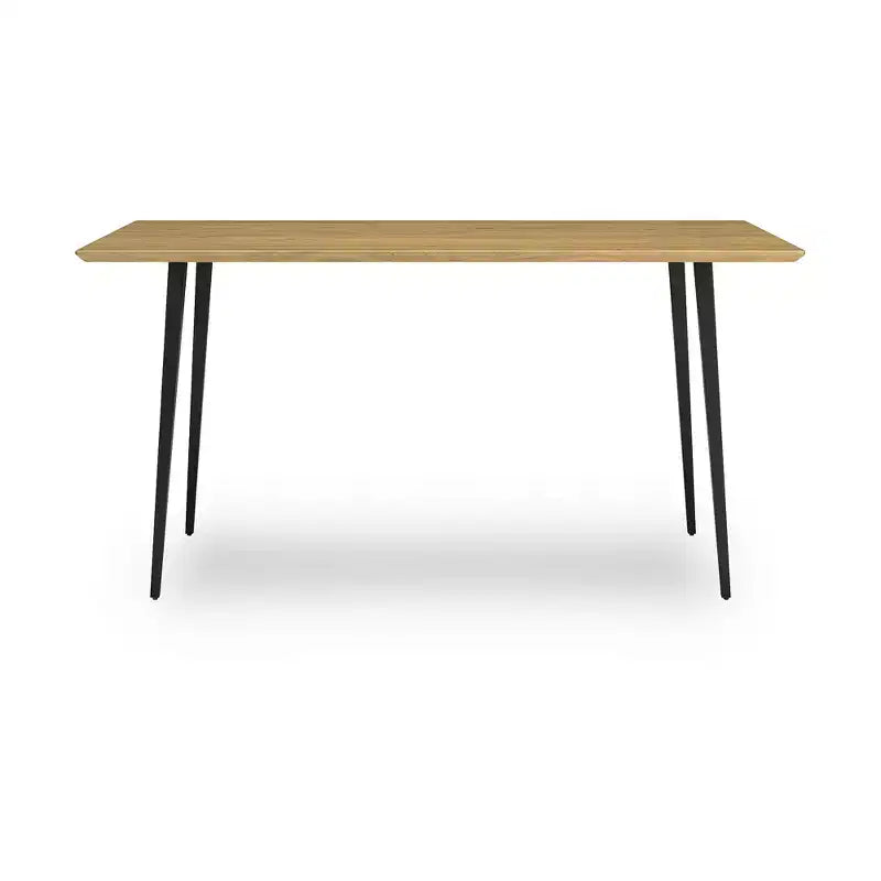 Signature Design by Ashley Gretlynn Modern Rectangular Dining Table - Light Natural Wood with Black Metal Legs - Seats 6