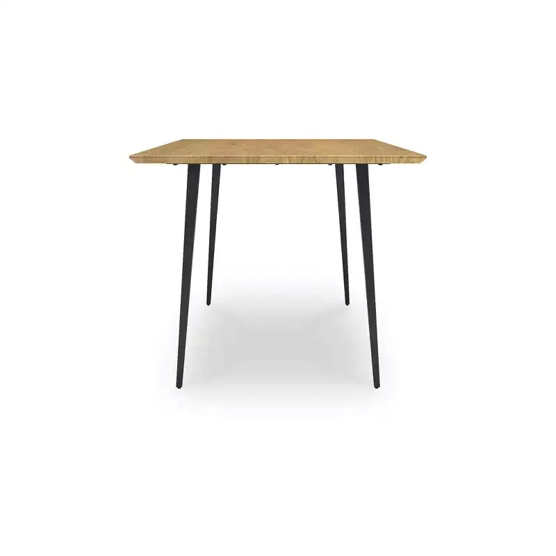 Signature Design by Ashley Gretlynn Modern Rectangular Dining Table - Light Natural Wood with Black Metal Legs - Seats 6