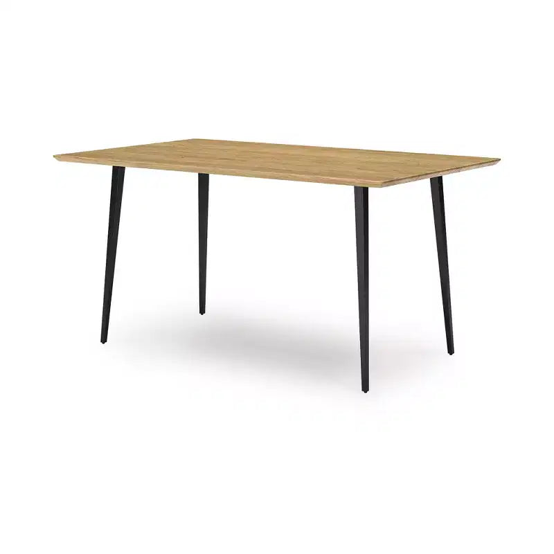 Signature Design by Ashley Gretlynn Modern Rectangular Dining Table - Light Natural Wood with Black Metal Legs - Seats 6