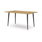 Signature Design by Ashley Gretlynn Modern Rectangular Dining Table - Light Natural Wood with Black Metal Legs - Seats 6