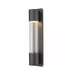 Striate Collection LED Wall Sconce - Modern Glass Cylinder, 21 Height, Dimmable, Wet Rated