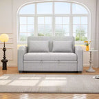 61.6 Modern Chenille Convertible Sofa Bed with USB Ports, Cup Holders & Adjustable Backrest for Living Room, Apartment