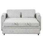 61.6 Modern Chenille Convertible Sofa Bed with USB Ports, Cup Holders & Adjustable Backrest for Living Room, Apartment