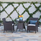 Christopher Knight Home Cypress Outdoor Wicker 3 Piece Round Bistro Set with Cushion