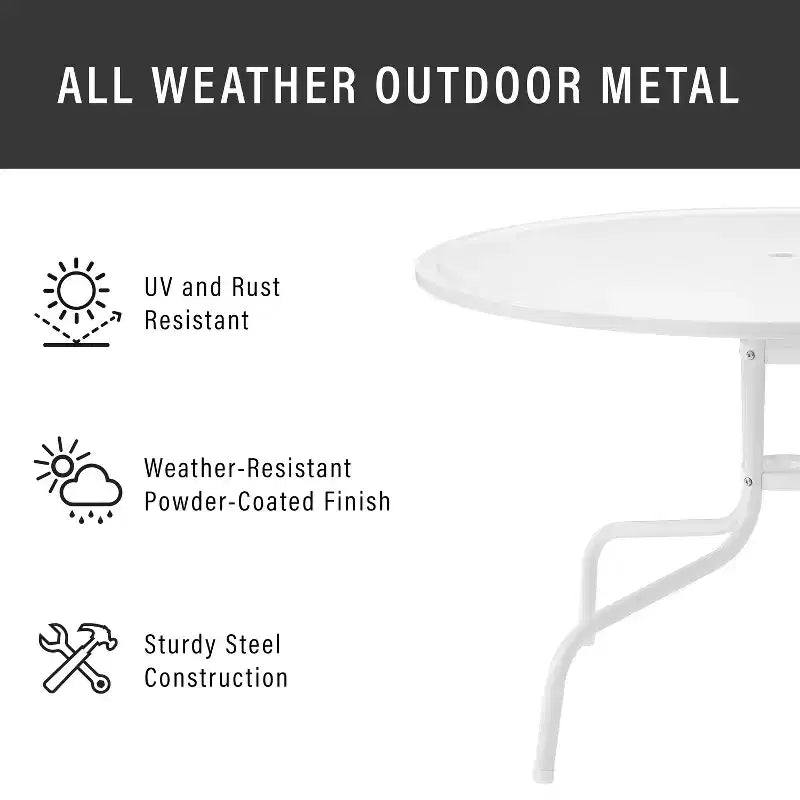 HomeStock Griffith 39 Outdoor Metal Dining Table White Satin