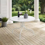 HomeStock Griffith 39 Outdoor Metal Dining Table White Satin