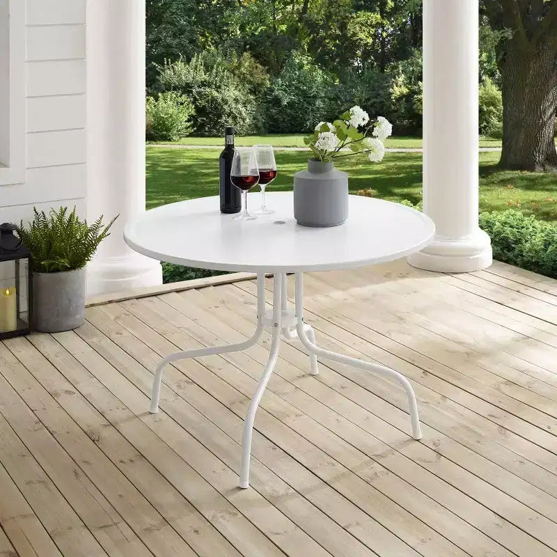HomeStock Griffith 39 Outdoor Metal Dining Table White Satin