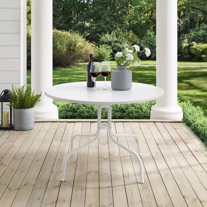 HomeStock Griffith 39 Outdoor Metal Dining Table White Satin