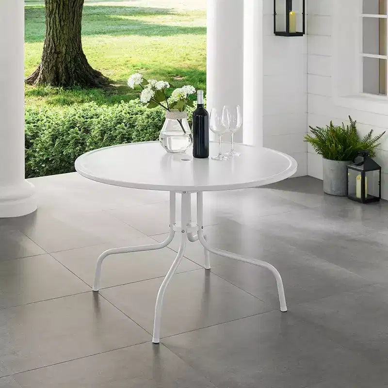 HomeStock Griffith 39 Outdoor Metal Dining Table White Satin