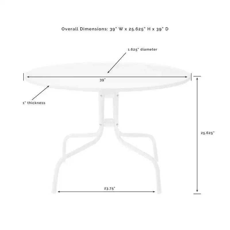 HomeStock Griffith 39 Outdoor Metal Dining Table White Satin