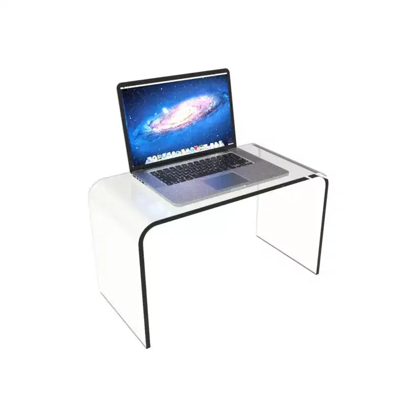 Lavish Home Acrylic Side Table, Multipurpose C-Shaped End Table, Laptop Lap Desk, Modern Furniture for Living Room, Bedroom, and Office