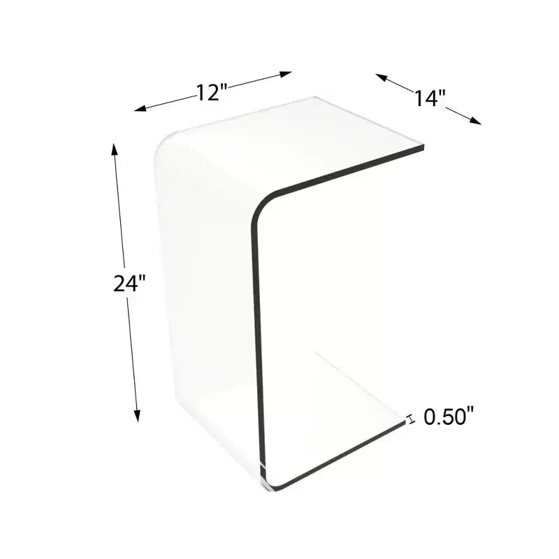 Lavish Home Acrylic Side Table, Multipurpose C-Shaped End Table, Laptop Lap Desk, Modern Furniture for Living Room, Bedroom, and Office