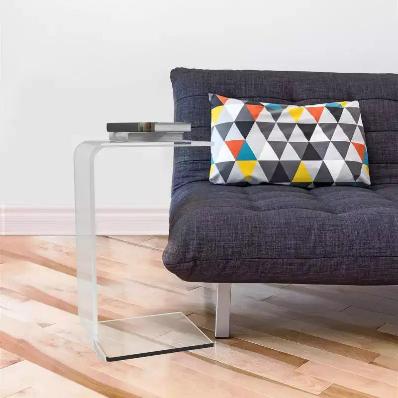 Lavish Home Acrylic Side Table, Multipurpose C-Shaped End Table, Laptop Lap Desk, Modern Furniture for Living Room, Bedroom, and Office