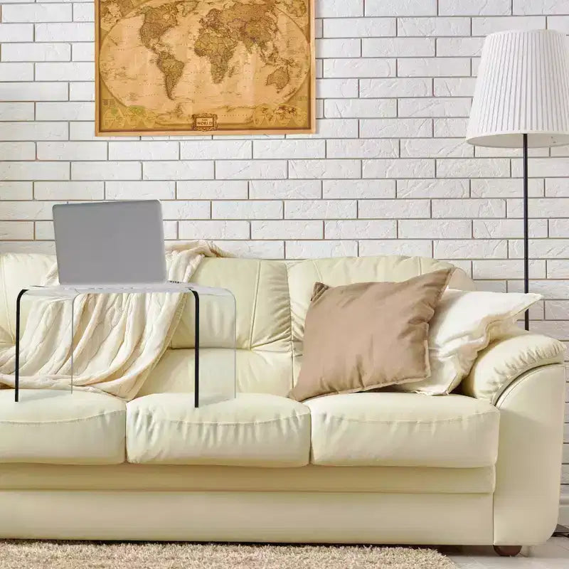 Lavish Home Acrylic Side Table, Multipurpose C-Shaped End Table, Laptop Lap Desk, Modern Furniture for Living Room, Bedroom, and Office