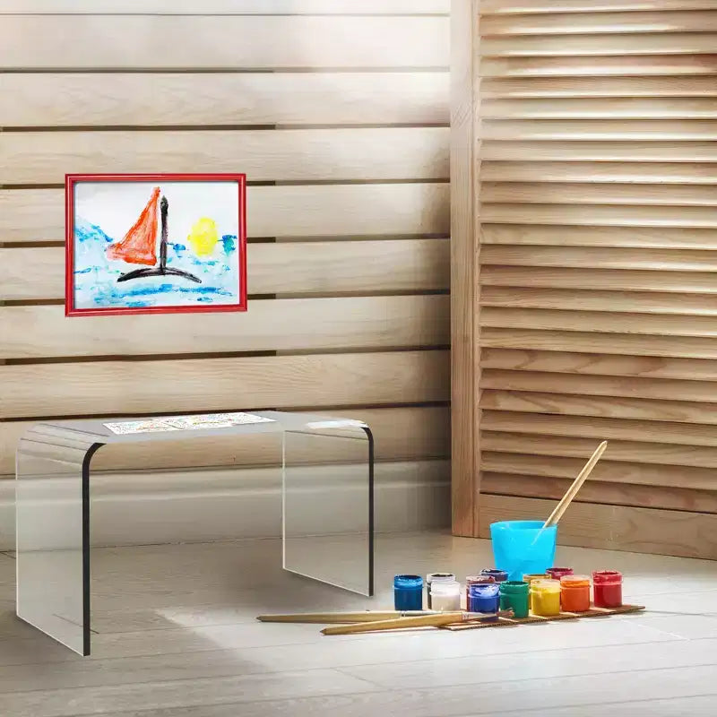 Lavish Home Acrylic Side Table, Multipurpose C-Shaped End Table, Laptop Lap Desk, Modern Furniture for Living Room, Bedroom, and Office