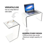 Lavish Home Acrylic Side Table, Multipurpose C-Shaped End Table, Laptop Lap Desk, Modern Furniture for Living Room, Bedroom, and Office