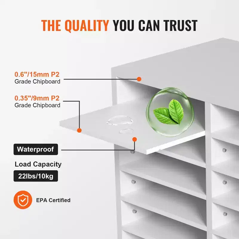 VEVOR Literature Organizers, 12 Compartments Office Mailbox with Adjustable Shelves, Wood Literature Sorter 20.4x12x16.1 inches, EPA Certified