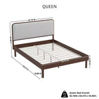 Roundhill Furniture Wyller Rubberwood Platform Bed, Natural Walnut Finish, Queen