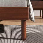 Roundhill Furniture Wyller Rubberwood Platform Bed, Natural Walnut Finish, Queen