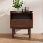 Roundhill Furniture Wyller 3-Piece Bedroom Set, Platform Bed with Two Nightstands, Natural Walnut, Queen