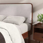 Roundhill Furniture Wyller 3-Piece Bedroom Set, Platform Bed with Two Nightstands, Natural Walnut, Queen