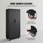 VEVOR Metal Storage Cabinet with Wheels, 75 in Locking Cabinet with 4 Adjustable Shelves & 2 Magnetic Doors, 200 lbs Capacity per Shelf, Black
